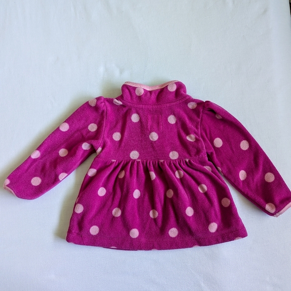 4/$15 Old Navy 18-24 months fleece quarter zip pullover pink polkadot sweater - Picture 6 of 6